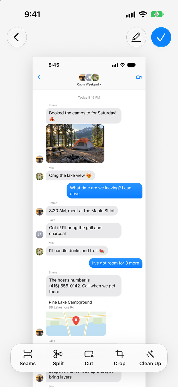 A long chat screenshot in the Zeta Stitch editor, with the highlighter button at the top right