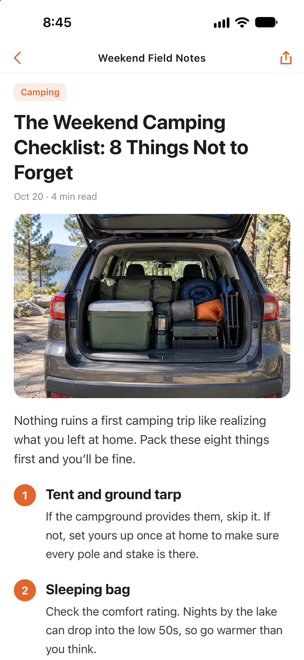 The first screenshot of a long article in a browser