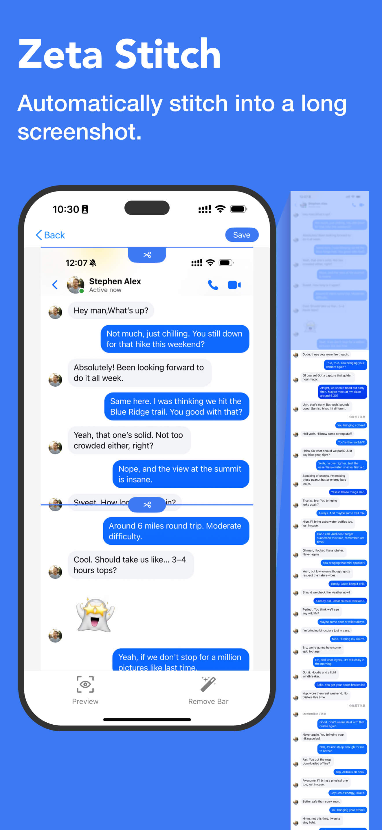 Zeta Stitch - Automatically stitch into a long screenshot.