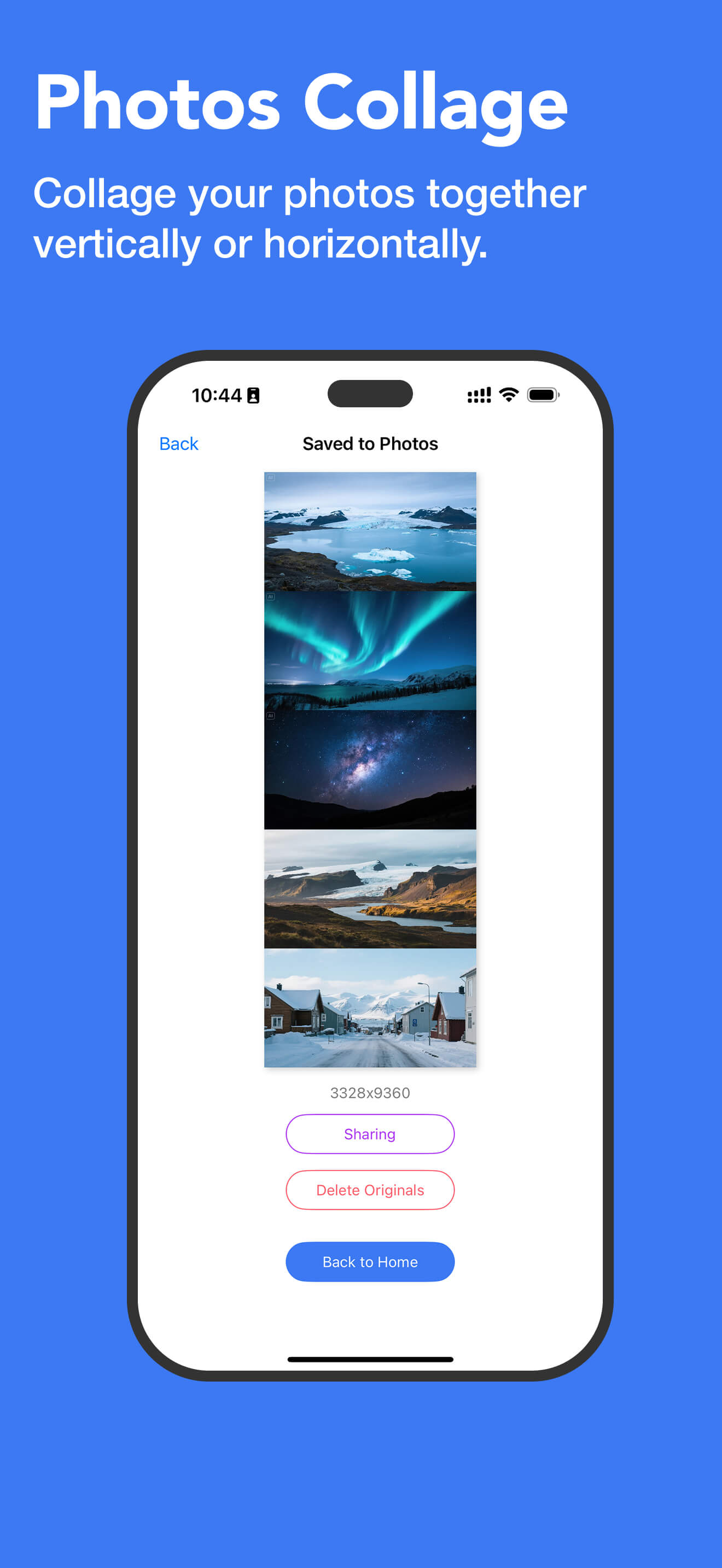 Photos Collage - Collage your photos together vertically or horizontally.